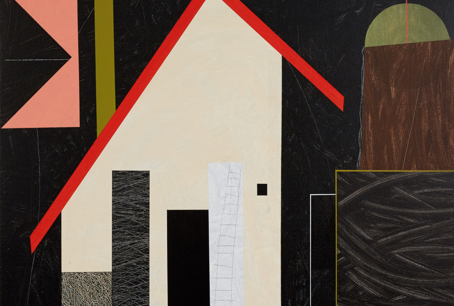 Houses, 2017, by Tom Stanley; Acrylic on canvas; 47.5 x 37.5 inches; courtesy of the artist.