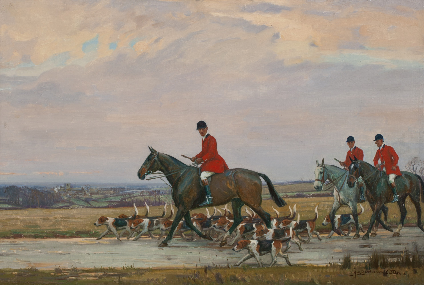 Jogging Home, c. 1920, By John Sanderson Wells (British, 1872 - 1943); Oil on canvas; 24 x 16 inches; Image courtesy of Penkhus Collection