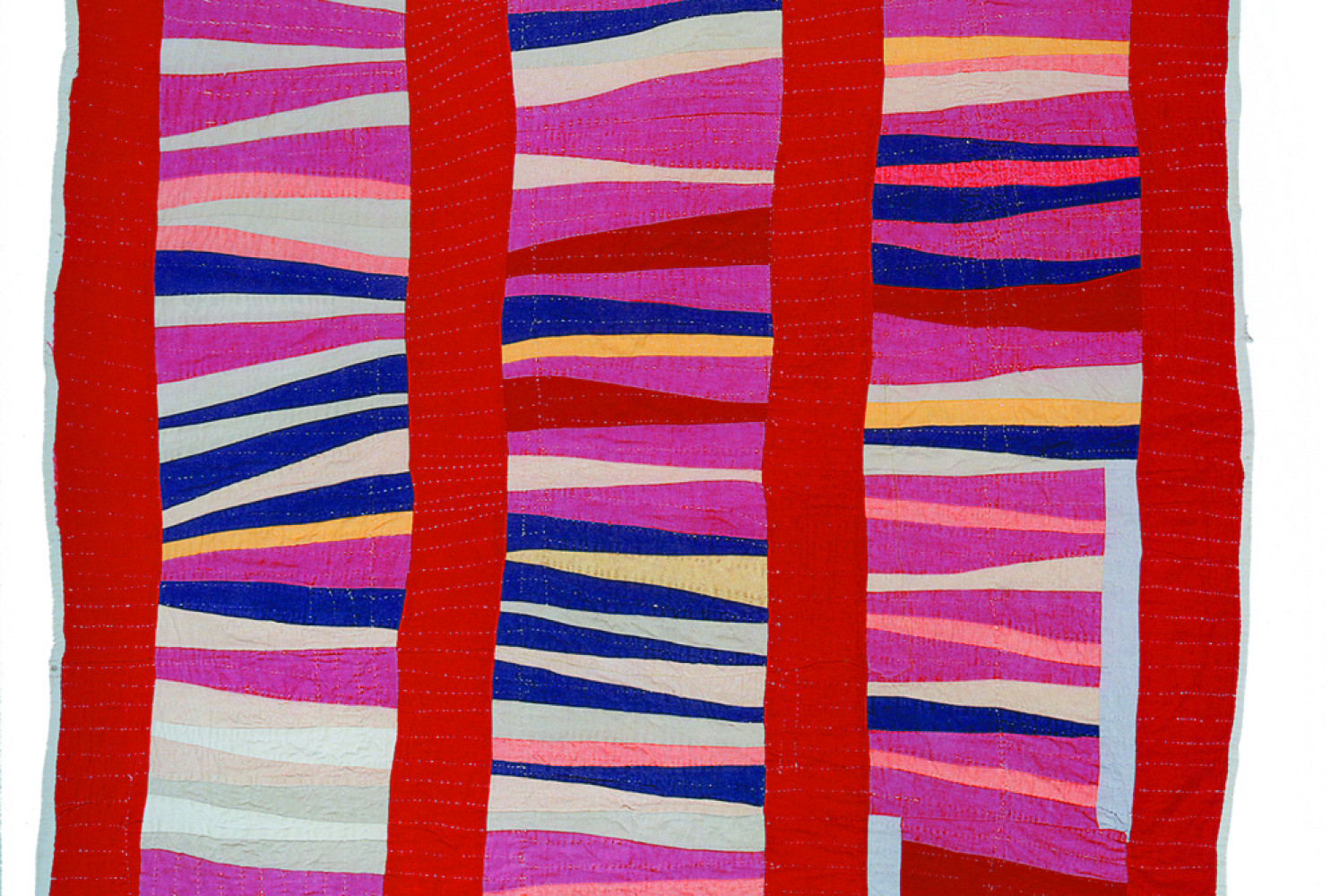String-pieced columns, ca. 1950, by Jessie T. Pettway (b. 1929); Cotton; 95 x 76 in.; Collection of the Tinwood Alliance
