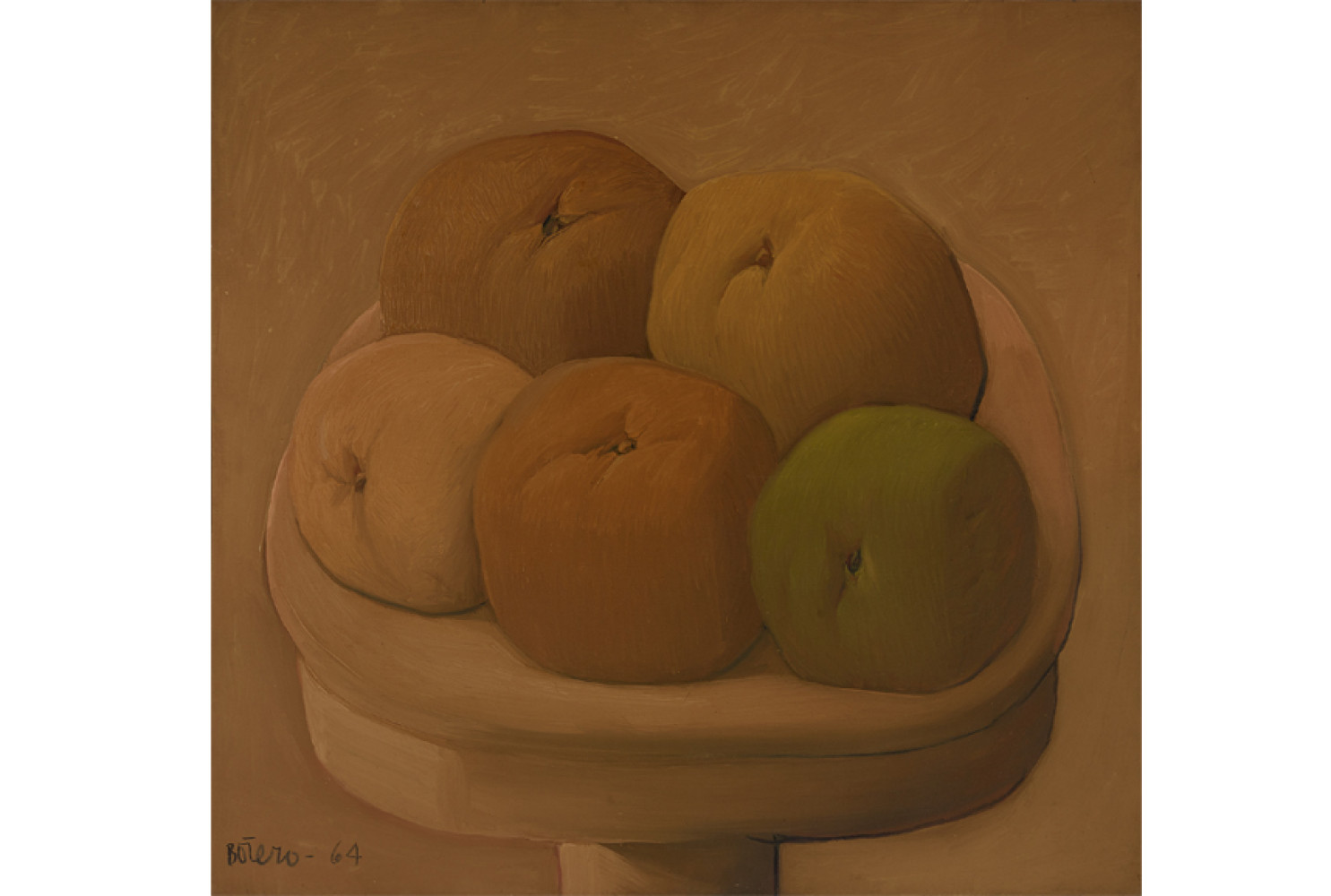 Las frutas (The Fruits), 1964, by Fernando Botero (Columbian, b. 1932); oil on canvas; 50 3/4 x 52 1/8 inches; Courtesy of the Lowe Art Museum, University of Miami and International Arts & Artists
