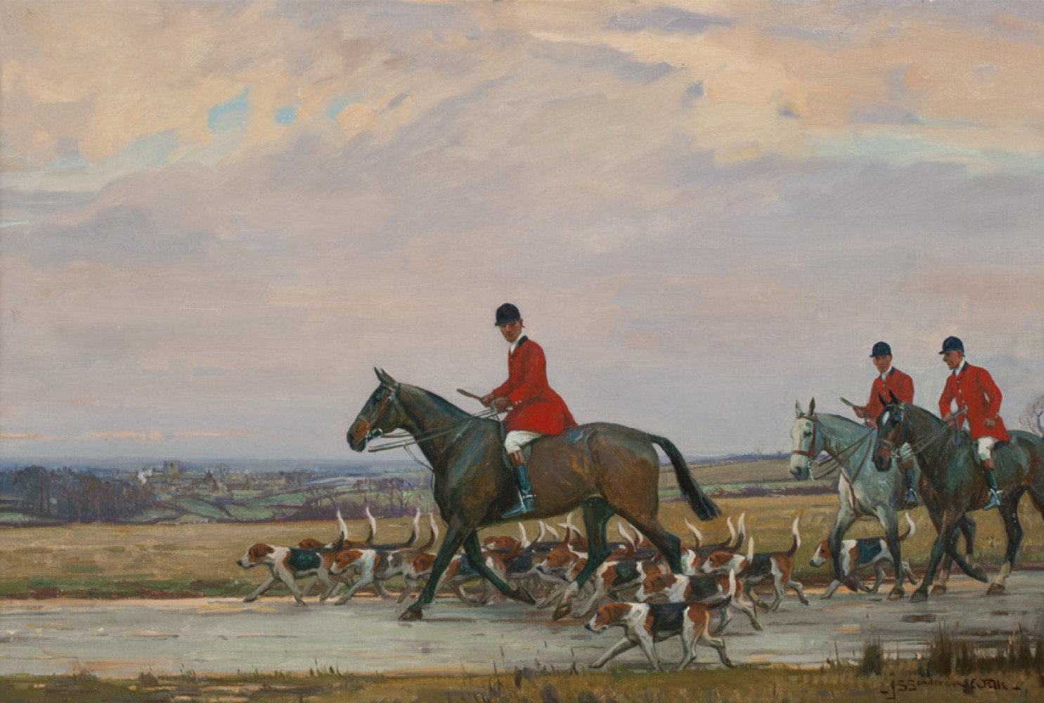 Jogging Home, c. 1920, By John Sanderson Wells (British, 1872—1943); Oil on canvas; 24 x 16 inches; Image courtesy of Penkhus Collection	 