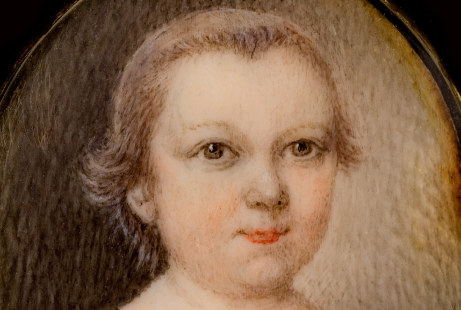 Unidentified sitter (detail), ca. 1745, by Mary Roberts (American, d. 1761); watercolor on ivory; 1 1/8 x 1 inches; Bequest of Mrs. Amelia Josephine Emanuel; 1939.009.0001