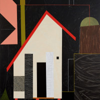 Houses, 2017, by Tom Stanley; Acrylic on canvas; 47.5 x 37.5 inches; courtesy of the artist.