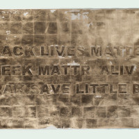 BLACK LIVES MATTER (Tranformation), 2016. Composition gold leaf on paper; 52 x 81 inches. Courtesy of the artist.