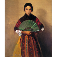 The Green Fan (Girl of Toledo, Spain), 1912, by Robert Henri (American, 1865-1929); oil on canvas; 41 x 33 inches; Museum purchase from the artist; 1914.002.0001