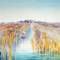 Fields Prepared for Planting from the series A Carolina Rice Plantation of the Fifties, ca. 1935, by Alice Ravenel Huger Smith (American, 1876-1958); watercolor on paper; 17 1/2  x 21 7/8 inches; Gift of the artist; 1937.009.0010
