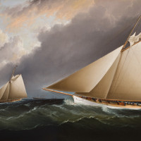 The Coming and the Ellen, By James Edward Buttersworth (English-American, 1817-1894), Oil on canvas, 20 x 30 inches, Courtesy of the Higdon Collection. 
