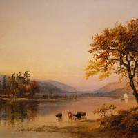 Autumn Afternoon, Greenwood Lake, 1873, By Jasper Francis Cropsey (American, 1823-1900), Oil on canvas, 11 x 19.5 inches, Courtesy of the Higdon Collection. 
