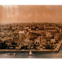 Panorama of Charleston, 1851, by John William Hill (British, 1812 – 1879). Hand-tinted lithograph. 24 x 41 ½ inches. 1918.001.0005