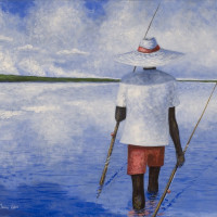 Fishing Spot, 2011; by Jonathan Green (American b. 1955); oil on canvas,11 x 14 inches; image copyright Jonathan Green, courtesy of Vibrant Vision Collection of Jonathan Green and Richard Weedman 
