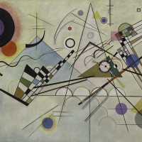Composition 8, July 1923, by Vasily Kandinsky (1866-1944); oil on canvas; 55 1/8 x 79 1/8 inches; Courtesy of the Solomon R. Guggenheim Museum, New York © 2016 Artists Rights Society (ARS), New York / ADAGP