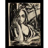 Untitled, ca. 1955, Victor Manuel (Cuban, 1897 - 1969); Ink on paper; 30 1/8 x 24 1/8 inches. Courtesy of the Lowe Art Museum, University of Miami. Gift of Martha Frayde Barraque Collection of Hispanic Art and Culture.