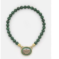 St. Peter's Square, Rome, 19th century; Micromosaic set in gold as a pendant, with malachite border, suspended on 12-mm malachite bead necklace, 17 in.; 33 x 40 mm. Collection of Elizabeth Locke; Photo: Travis Fullerton; © Virginia Museum of Fine Arts
