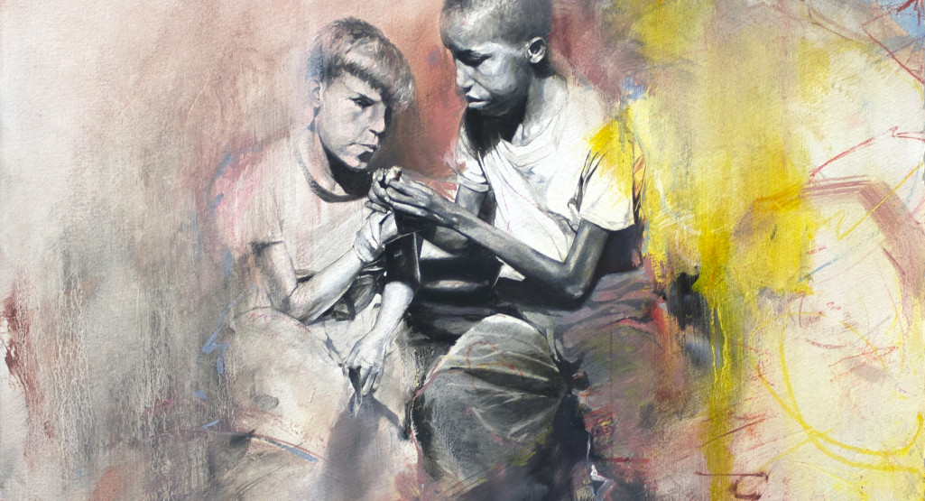 <em>And Still I Love</em> (detail), 2017, by Charles Williams (American, b. 1984); crayon, acrylic, and oil on watercolor paper; 22 x 30 inches; Courtesy of the artist
