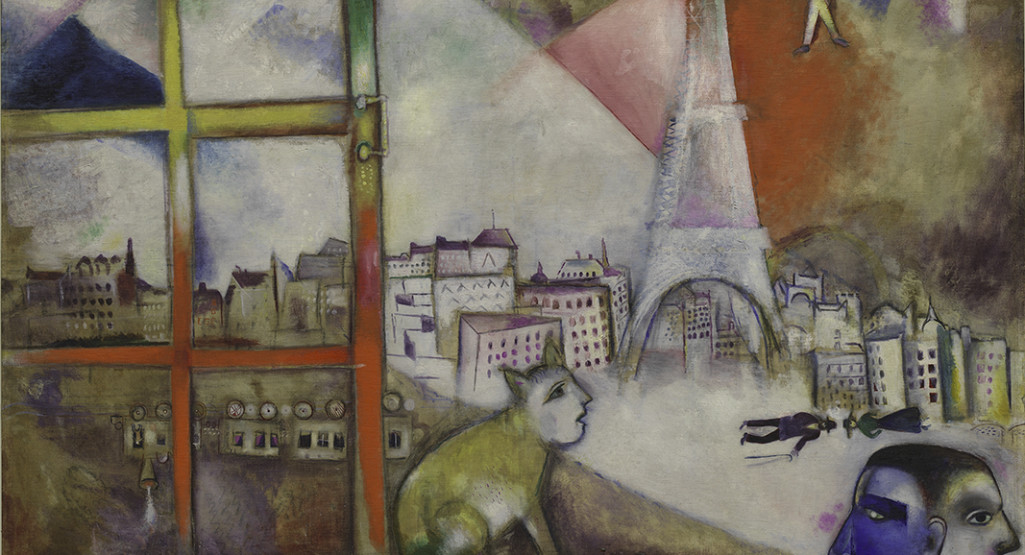 <i>Paris Through the Window</i>, 1913, by Marc Chagall (1887-1985); oil on canvas; 53 9/16 x 55 7/8 inches; Courtesy of the Solomon R. Guggenheim Museum, New York  © 2016 Artists Rights Society (ARS), New York / ADAGP, Paris