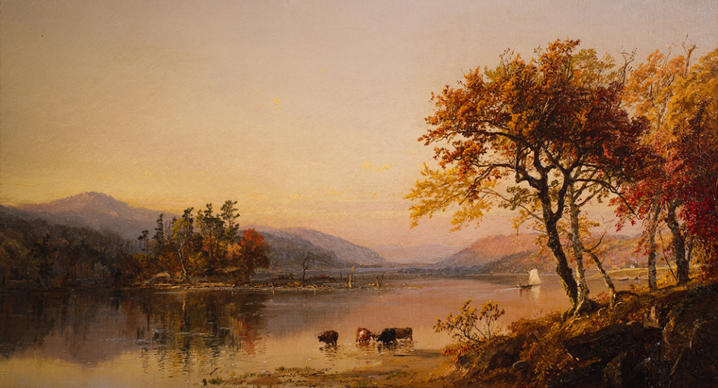 <i>Autumn Afternoon, Greenwood Lake</i>, 1873, by Jasper Francis Cropsey (American, 1823-1900); oil on canvas; 11 x 19 1/2 inches; Courtesy of the Higdon Collection
