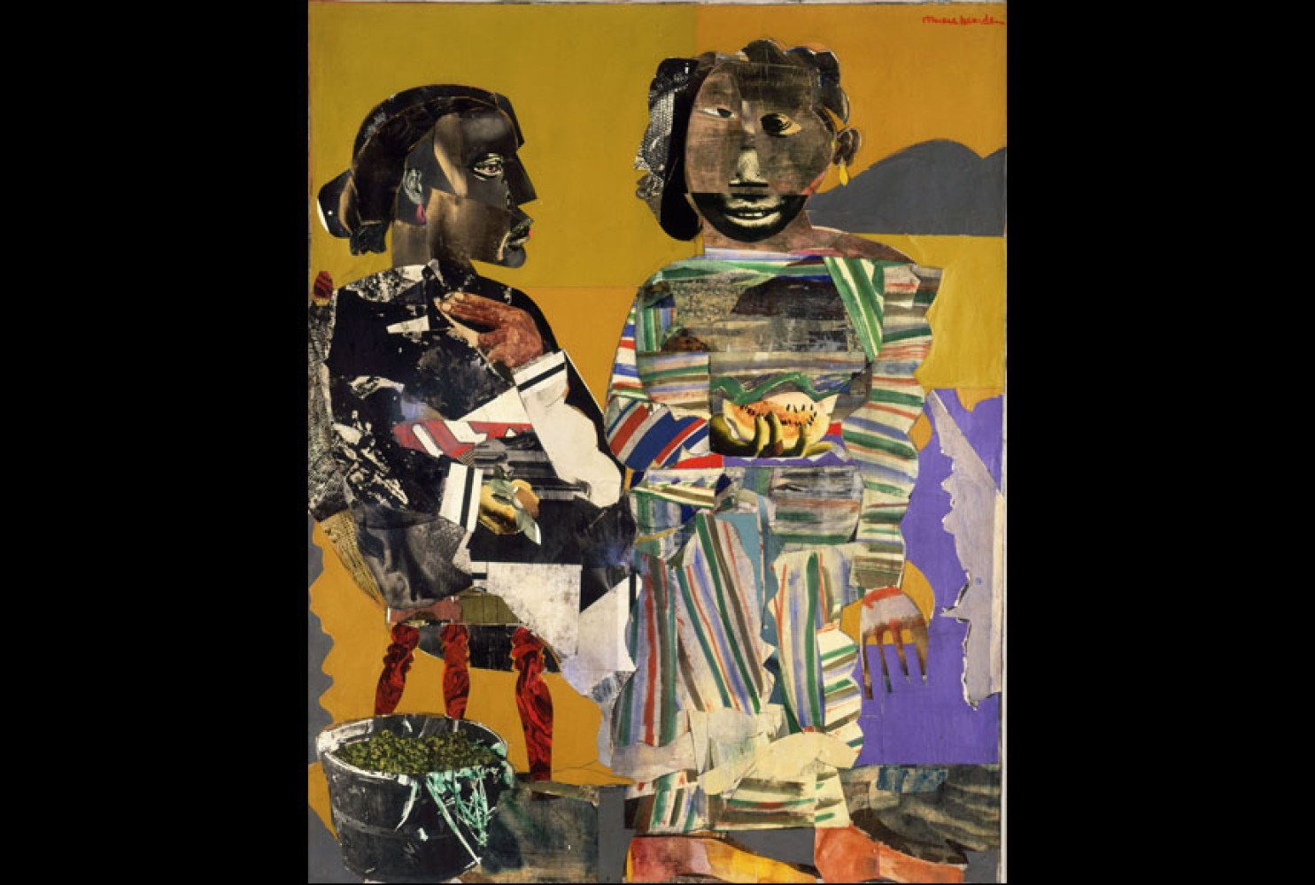 Romare Bearden
Melon Season, 1967
Mixed media on canvas
56 1/2 x 44 1/2 inches
Collection Neuberger Museum of Art, Purchase College, SUNY, Gift of Roy R. Neuberger, 1976.26.45
copyright VAGA at Artists Rights Society (ARS), NY
Courtesy American Federation of Arts
