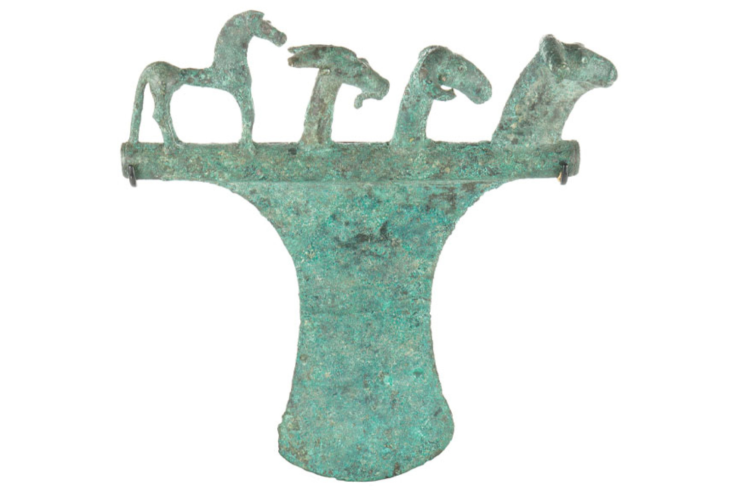 Greek (Macedonia), Axe Head with Horse Statuette and Goat, Ram and Bull Protomes, Eighth century B.C., Bronze, The Sol Rabin Collection 