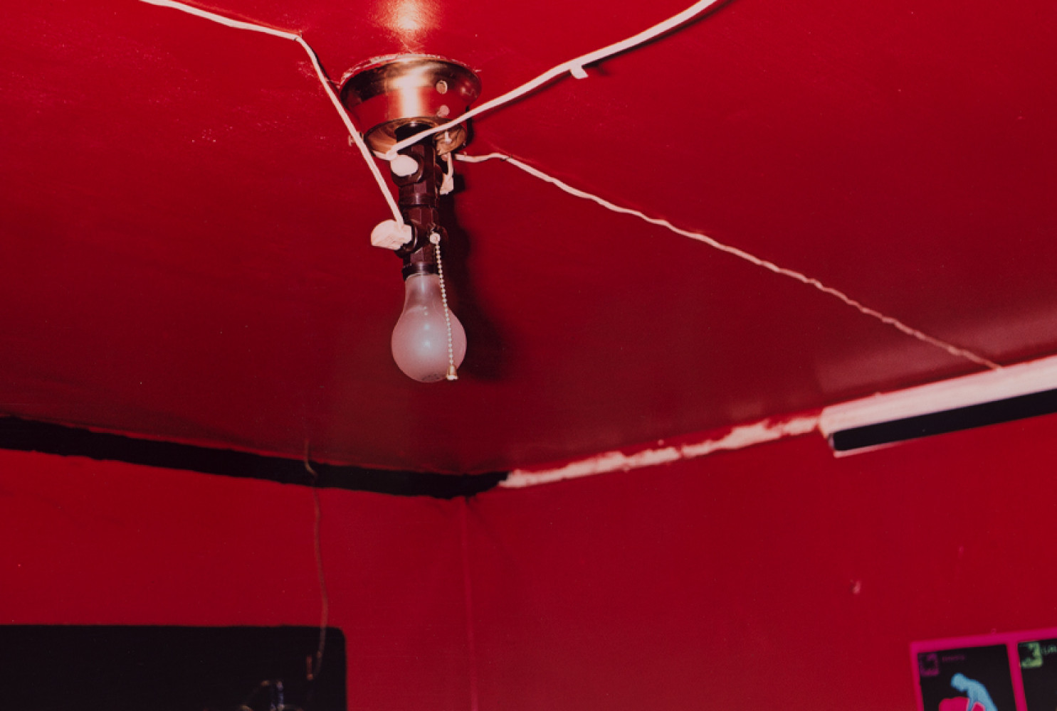 Untitled (detail) (Red Ceiling, Greenwood, Mississippi), 1971. Dye transfer print, ca. 1973, 12 5/8 x 18 7/8 inches. © Eggleston Artistic Trust, courtesy of David Zwiner New York. 

 