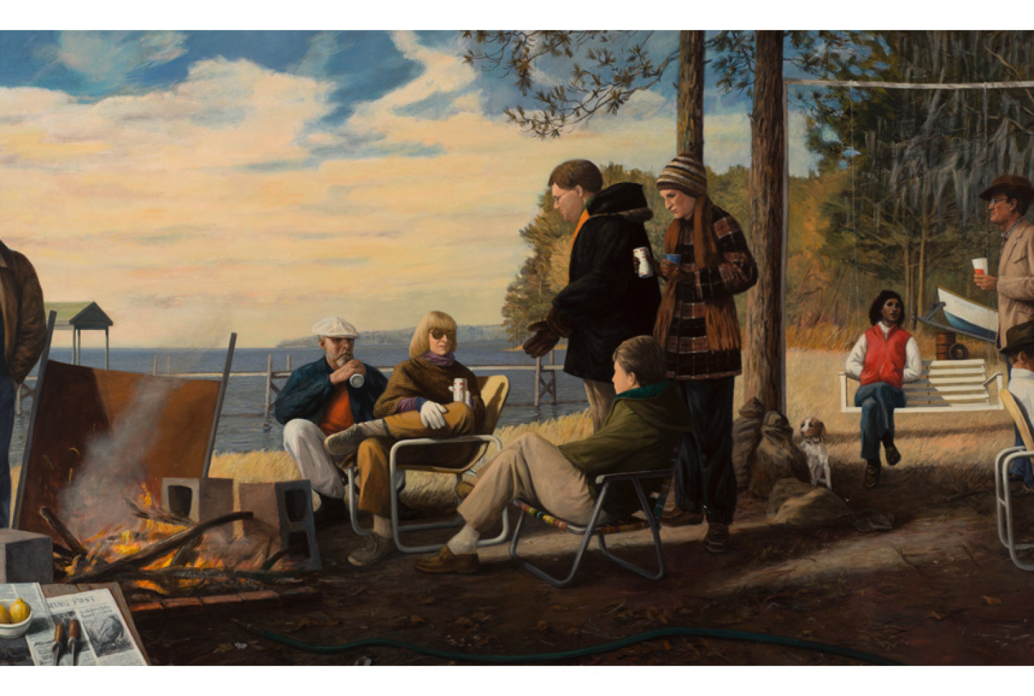 Oyster Roast, 1985-86; By Manning Williams (American, 1939-2012); 71 1/4 x 142 1/2 inches; Collection of the Charleston County Aviation Authority