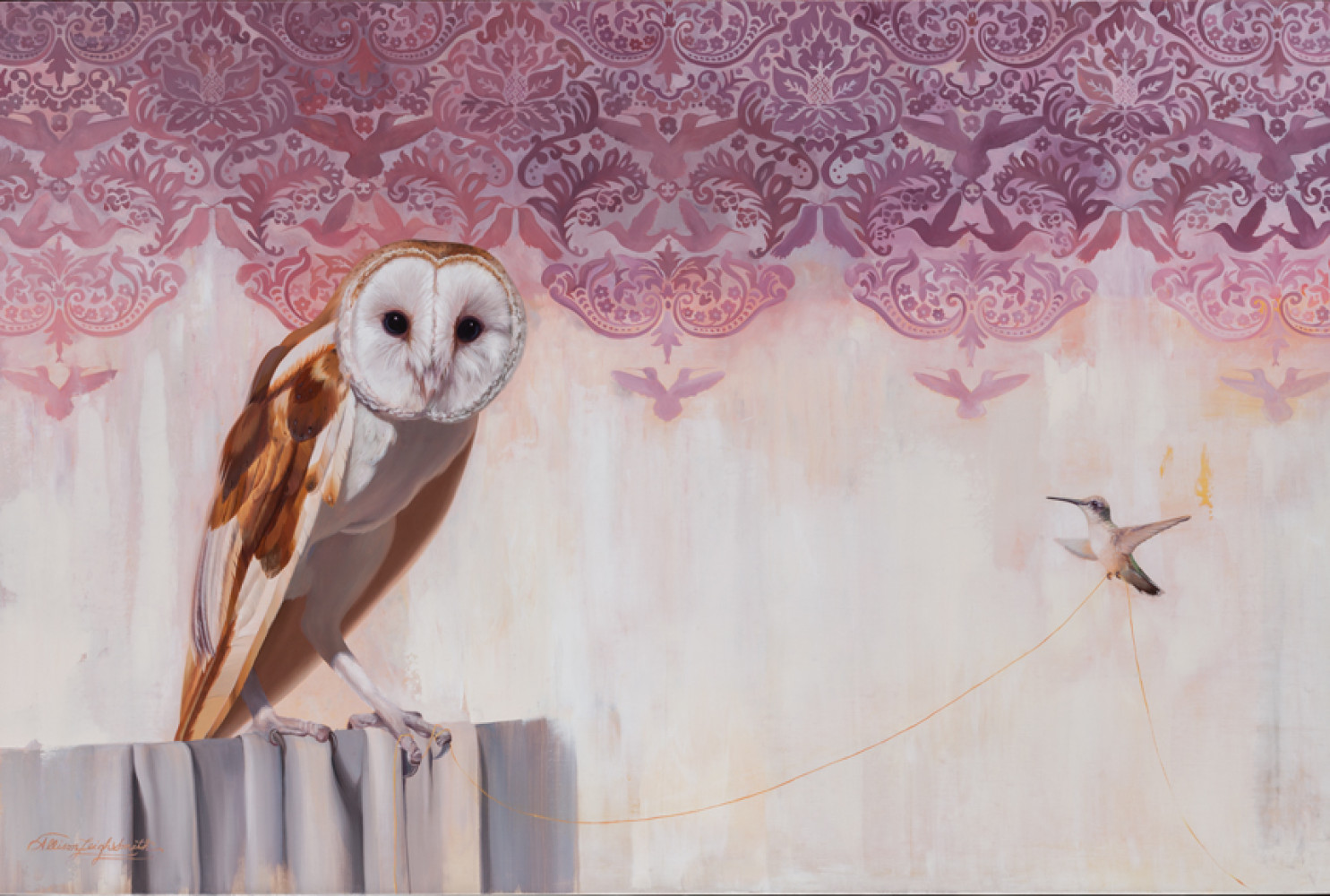 Peter Gerakaris (United States, b. 1981), Caravan (Owl), 2012. Oil on canvas. 84 x 84 inches. Purchased with funds generously donated by Adrienne and John Mars, National Museum of Wildlife Art. © Peter Gerakaris. M2016.042 