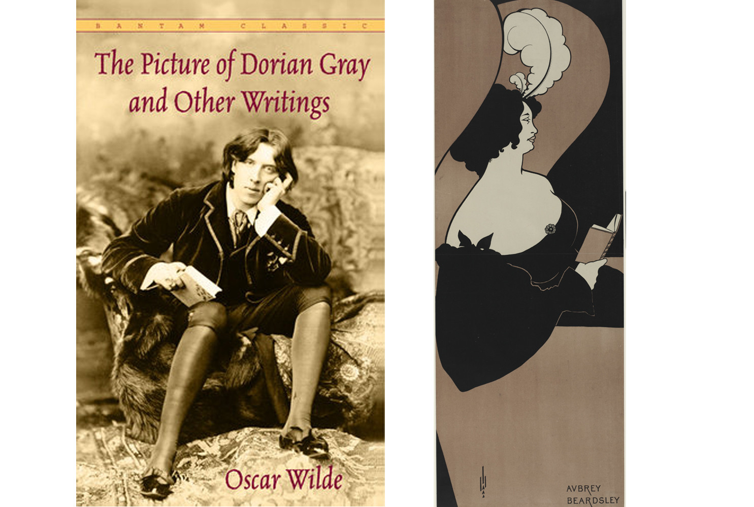 Right: Aubrey Vincent Beardsley, Woman Reading, Harvard Art Museums/Fogg Museum, Gift of Paul J. Sachs, by exchange, Photo President and Fellows of Harvard College, M14022 