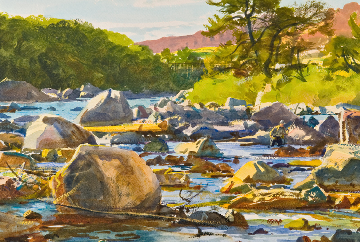 On the Wind River, date unknown, by Ogden M. Pleissner (American, 1905-1983); Watercolor and gouache on paper; 15 3/8 x 21 5/16 inches; Collection of Shelburne Museum, bequest of Ogden M. Pleissner; 1985-31.53; Photograph by Andy Duback