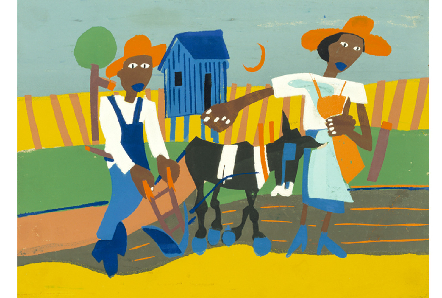Sowing, ca. 1942, by William H. Johnson (American, 1901-1970); screenprint/silkscreen on paper; 11 1/2 x 16 inches; Museum Purchase with funds provided by the Anna Heyward Taylor Fund; 1959.020.0002

