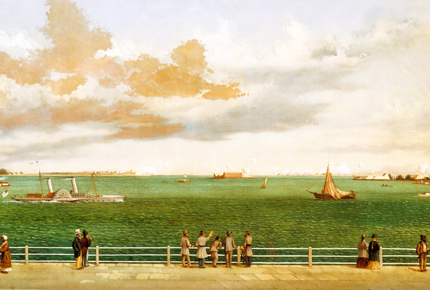 Bombardment of Fort Sumter, Charleston Harbor, South Carolina, 1863, 1886, by William Aiken Walker (American, 1838-1921), oil on canvas; 28 x 43 3/4 inches; Museum purchase; 2001.032.0001
