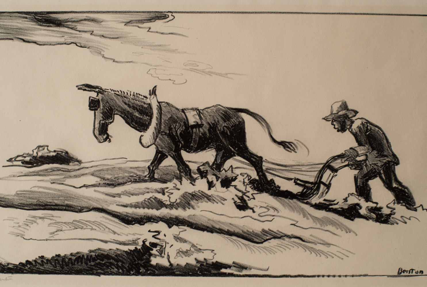 Ploughing It Under, 1934, by Thomas Hart Benton (American, 1889- 1975); lithograph on paper; Museum purchase; 2011.011
