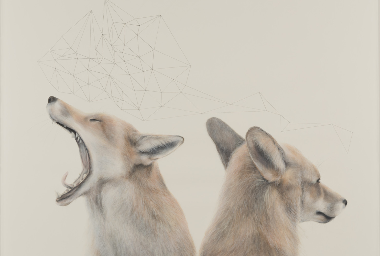 JenMarie Zeleznak  (United States, b. 1984). Constant Cycles Strung Together, 2014. Watercolor and graphite pencil on paper. 35 × 44 1/4 inches. Gift of the 2015 Blacktail Gala, National Museum of Wildlife Art. © JenMarie Zeleznak . M2015.005.004