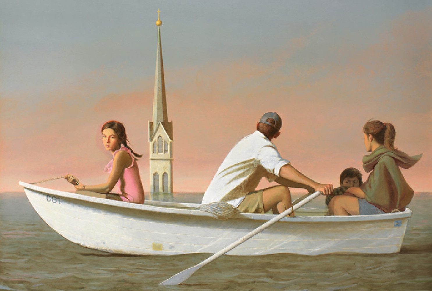 The Flood , 2018, by Bo Bartlett (American, b. 1955). Oil on linen, 82 x 100 inches. ©Image courtesy of the artist and Miles McEnery Gallery, New York, NY.
