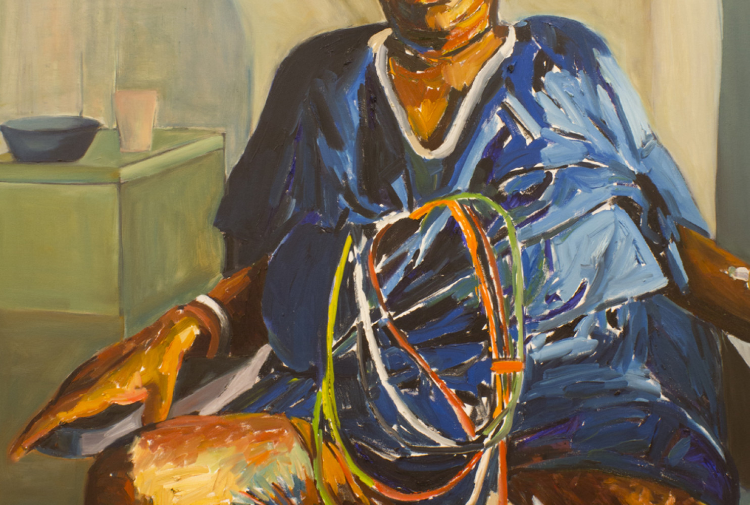 Double Amputee, 2013,by Beverly McIver (American, b. 1962). Oil on canvas, 48 x 36 inches.Courtesy of the artist.
