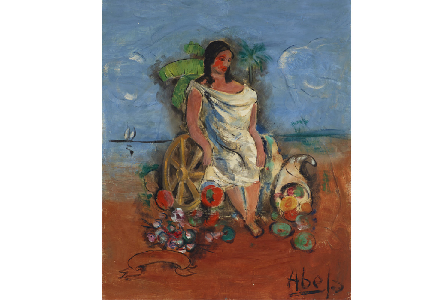 Mujer (Woman), Late 1920s, by Eduardo Abela (Cuban, 1889 - 1965); Oil on canvas; 32 x 27 5/8 inches; Courtesy of the Lowe Art Museum, University of Miami. 