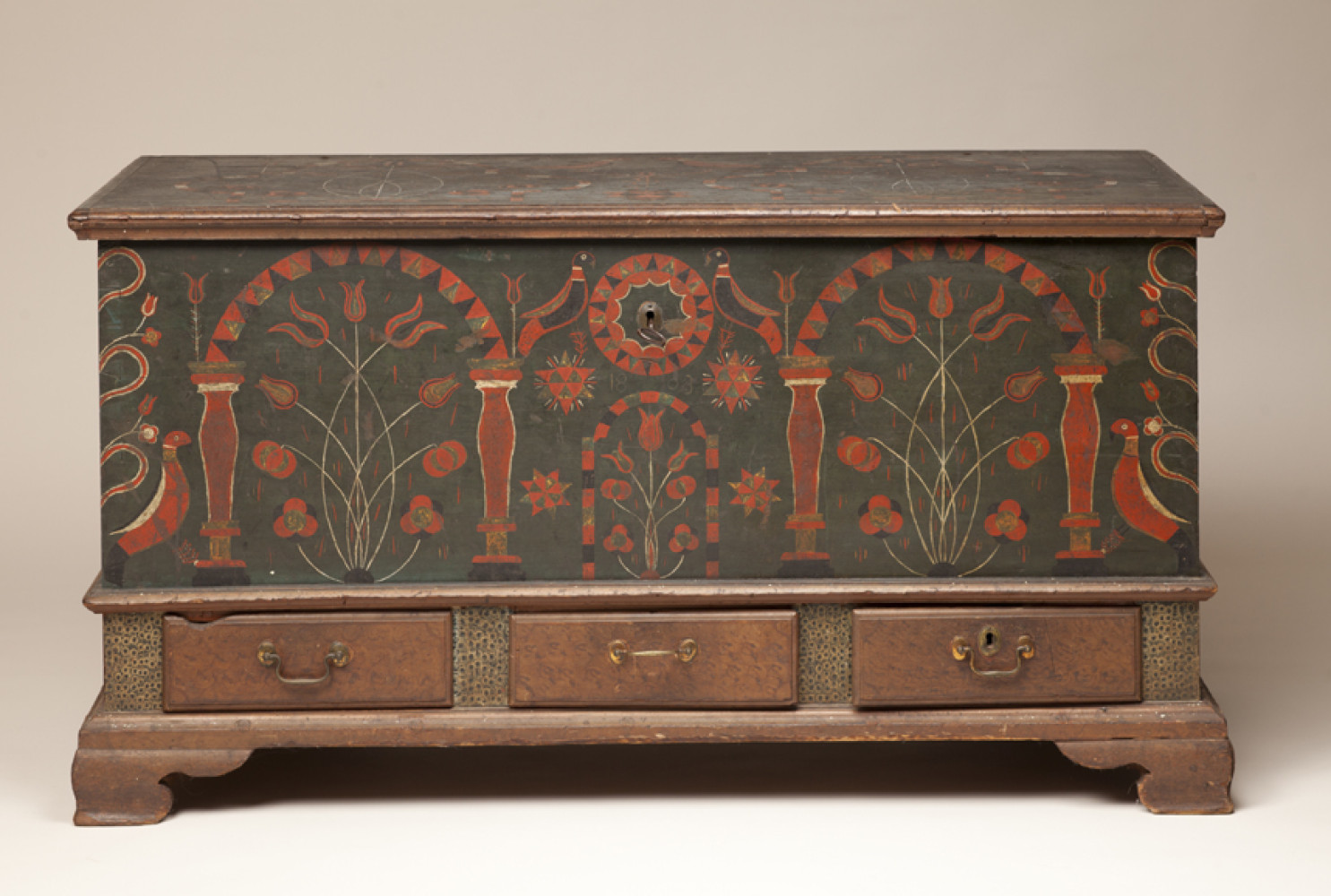 Chest over Drawers, 1803, Unidentified artist, Tulip poplar, brass, iron and paint, Courtesy of the Barbara L. Gordon Collection
