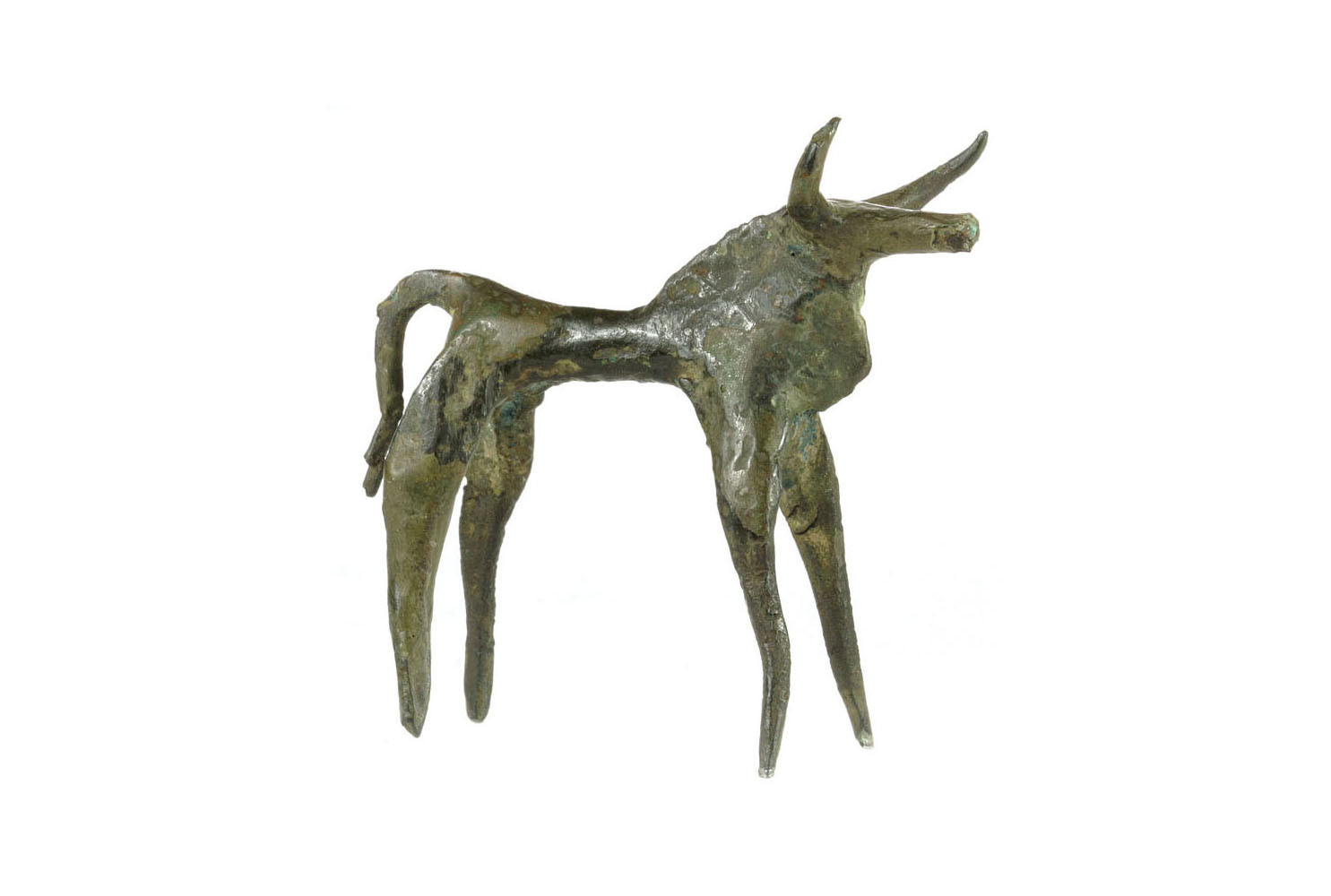 Greek (Olympia?), Dancing Bull , Eighth century B.C., Bronze,
The Sol Rabin Collection