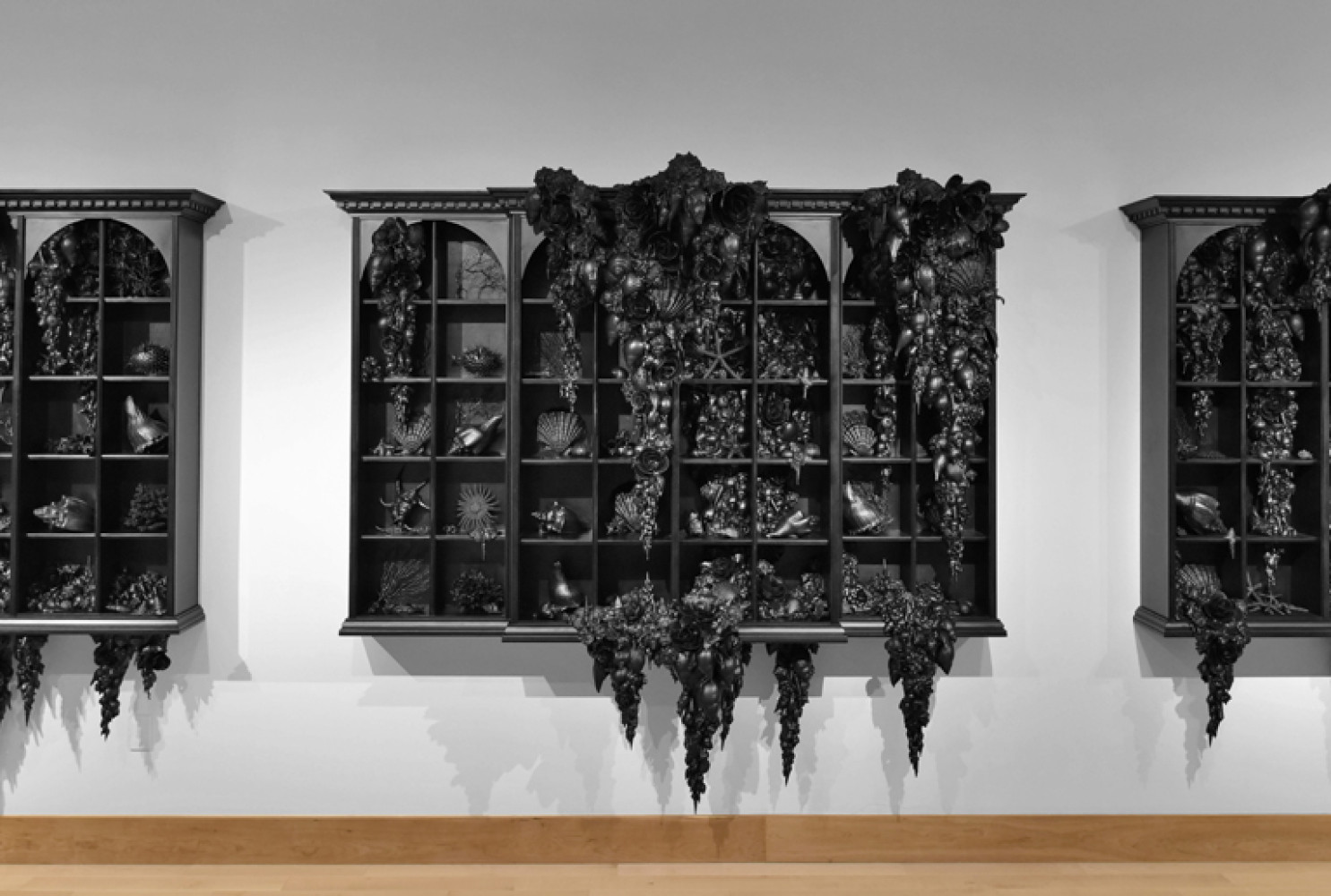 The Order of Things, 2016, by Lauren Fensterstock (American, b. 1975); Shells, wood, mixed media, 78 x 240 x 26 inches; Image courtesy of the artist and Claire Oliver Gallery; © Lauren Fensterstock. 