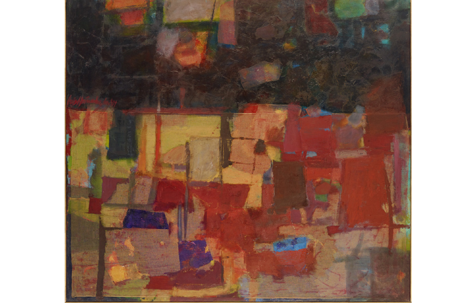 Subsuelo (Subsoil), 1964, by Luis Hernández Cruz (Puerto Rican, b, 1936); Oil and collage on canvas; 60 1/2 x 69 5/8 inches. Courtesy of the Lowe Art Museum, University of Miami. © 1964 Luis Hernández Cruz.