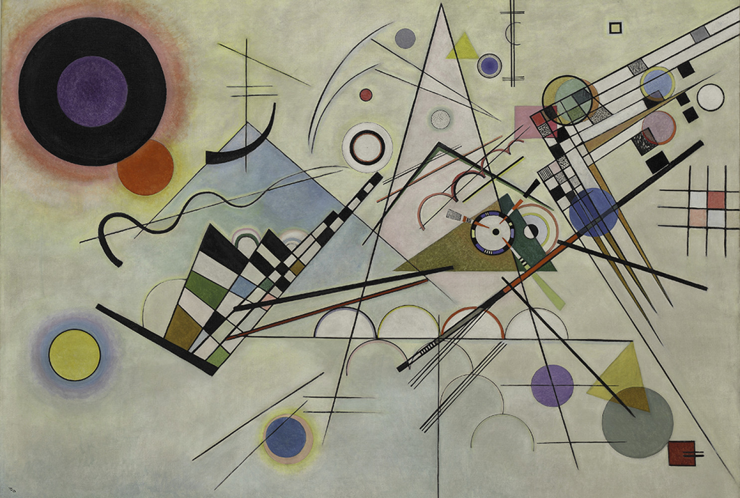 Composition 8, July 1923, by Vasily Kandinsky (1866-1944); oil on canvas; 55 1/8 x 79 1/8 inches; Courtesy of the Solomon R. Guggenheim Museum, New York © 2016 Artists Rights Society (ARS), New York / ADAGP
