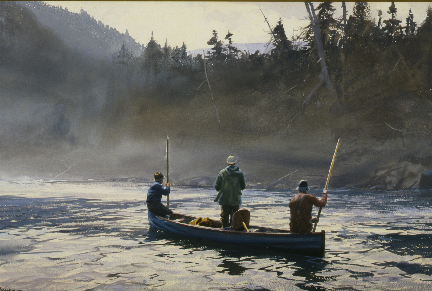 Blue Boat on the Ste Anne, 1958, By Ogden M. Pleissner (American, 1905—1983);  Watercolor on paper; 17 1/4 x 27 1/2 inches;  Collection of Shelburne Museum, gift of Marion W.G.  Pleissner. 1986-98.1.