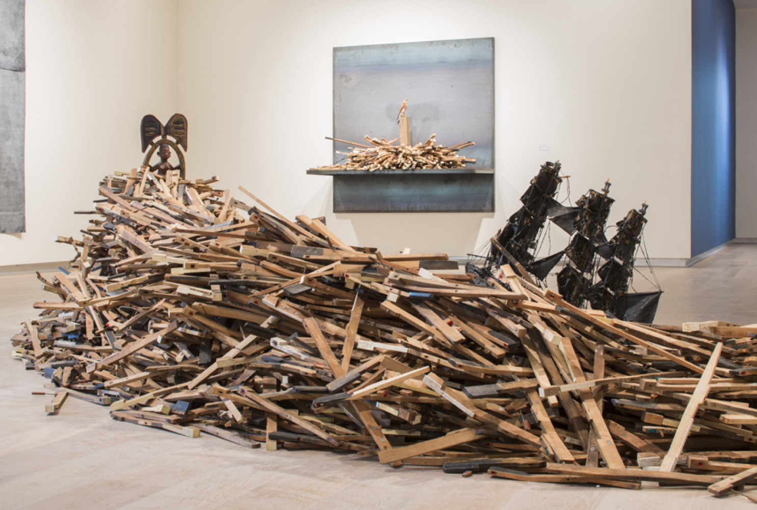 Installation view of Radcliffe Bailey: Pensive; Photo courtesy of SCAD