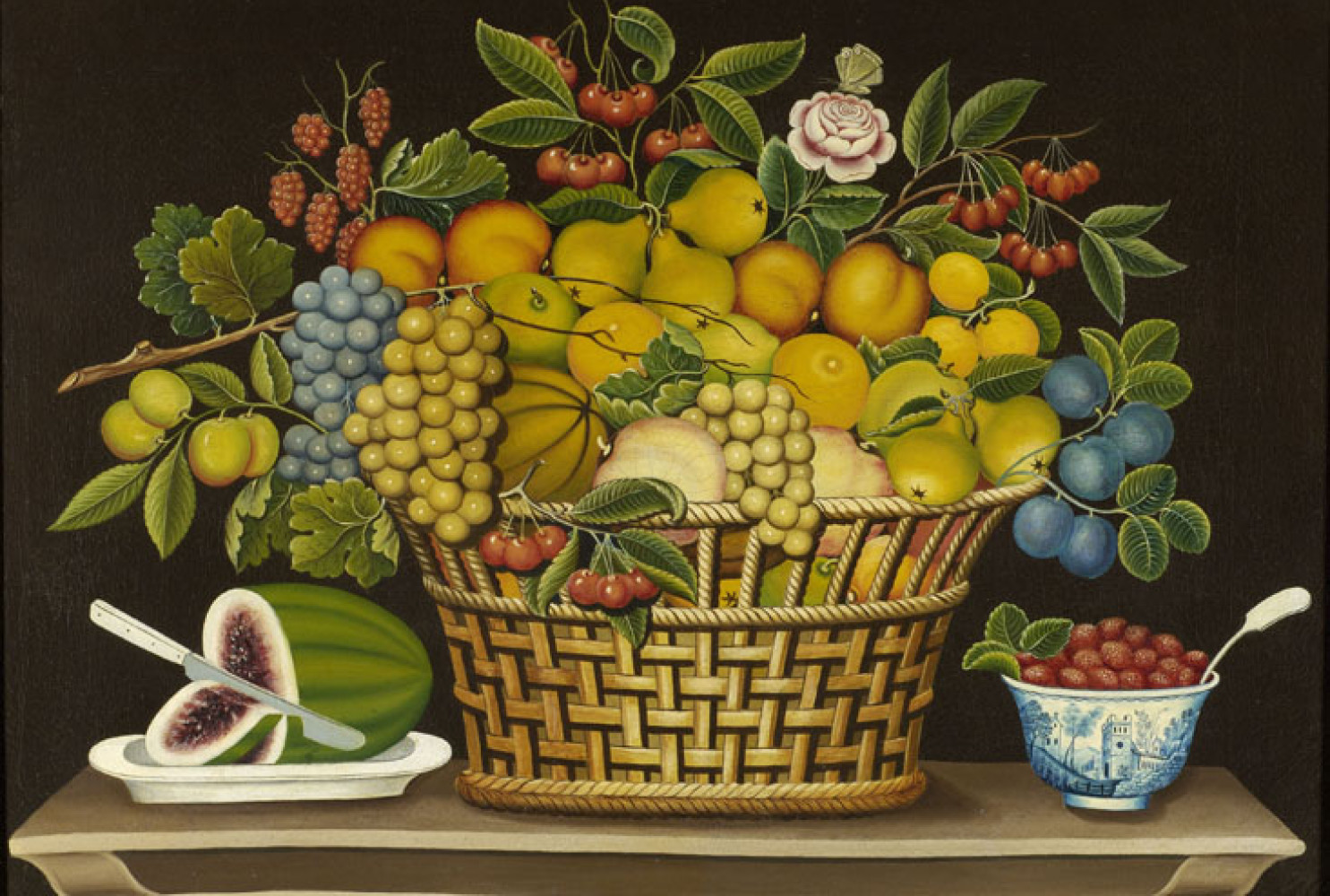 Still Life with Basket of Fruit, 1830—1850, Unidentified artist, Oil on canvas, Courtesy of the Barbara L. Gordon Collection
