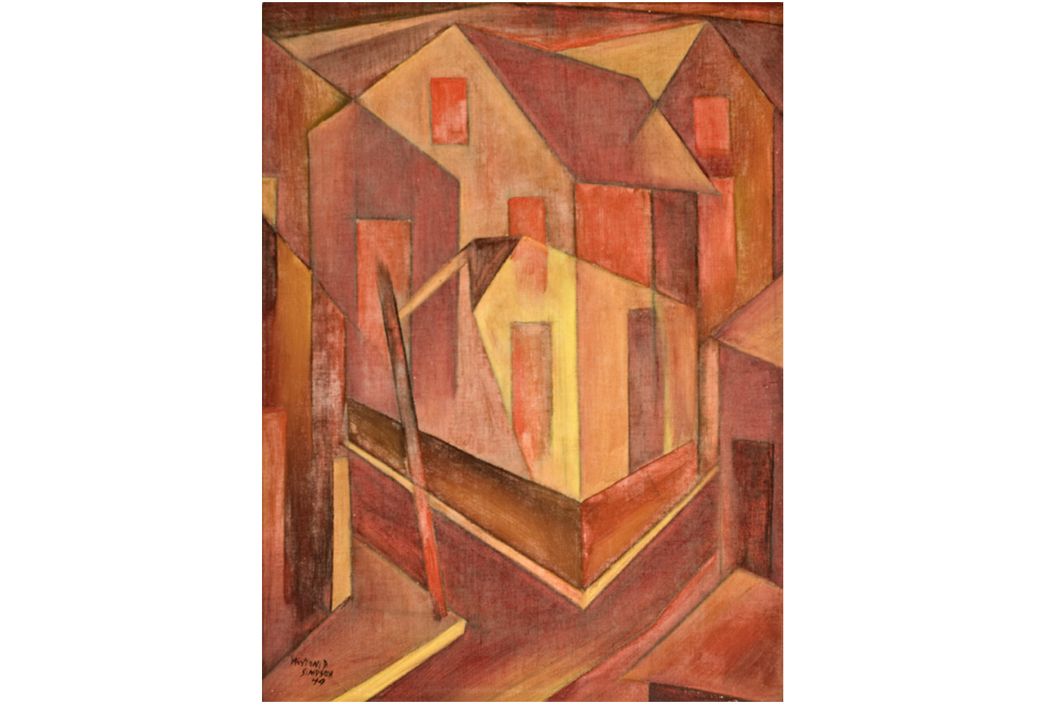 Untitled, 1949, by Merton D. Simpson (American, 1928–2013). Acrylic on canvas, 24 x 17 7/8 inches. Gift of the estate of Laura Bragg. Image courtesy of Gibbes Museum of Art. 