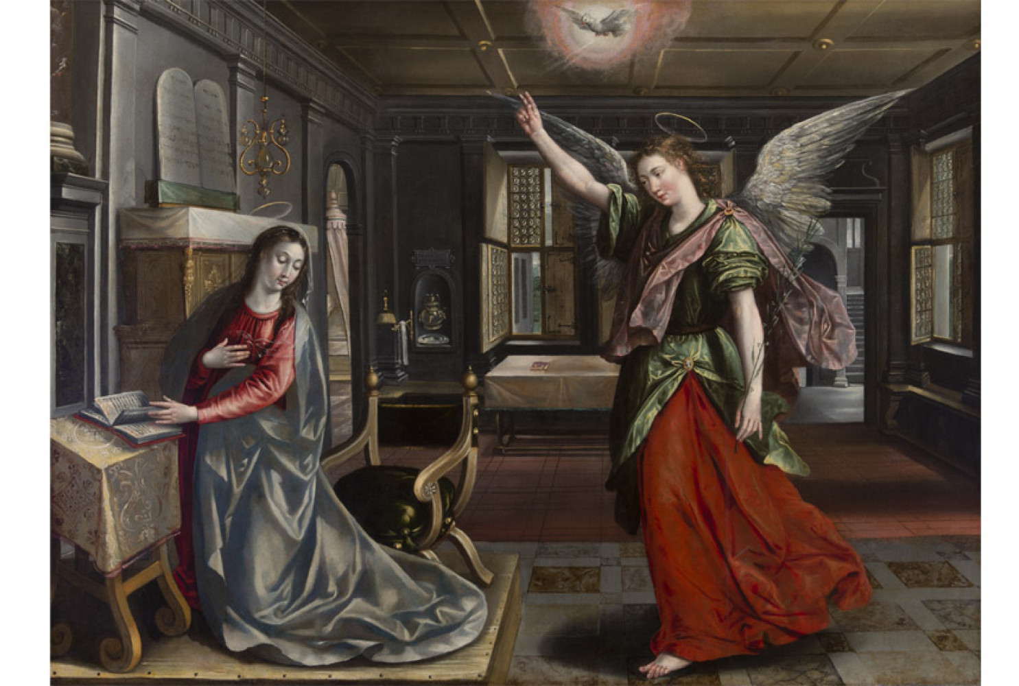 The Annunciation, ca. 1580, By Maerten de Vos (Flemish,1532—1603); Oil on Canvas; Courtesy of a private collection
