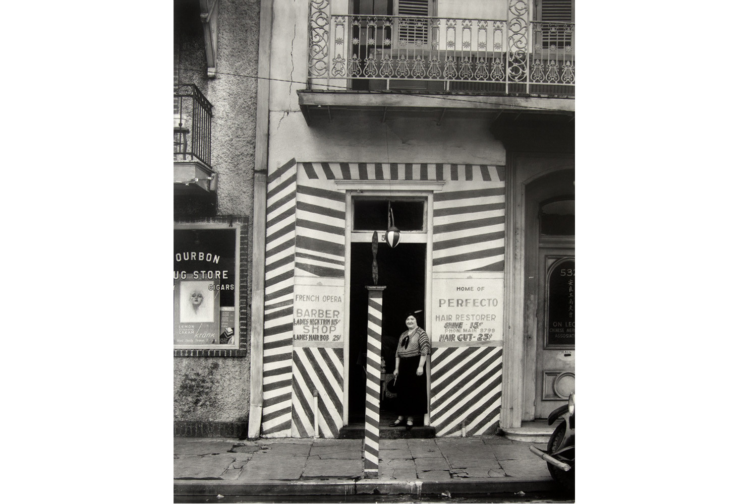 SIDEWALK AND SHOPFRONT,
NEW ORLEANS. FSA, 1935, by Walker Evans (American, 1903 – 1975). Silver print, 9 1/2 x 7 1/2 inches. Courtesy of the Collection Martin Z.  Margulies.