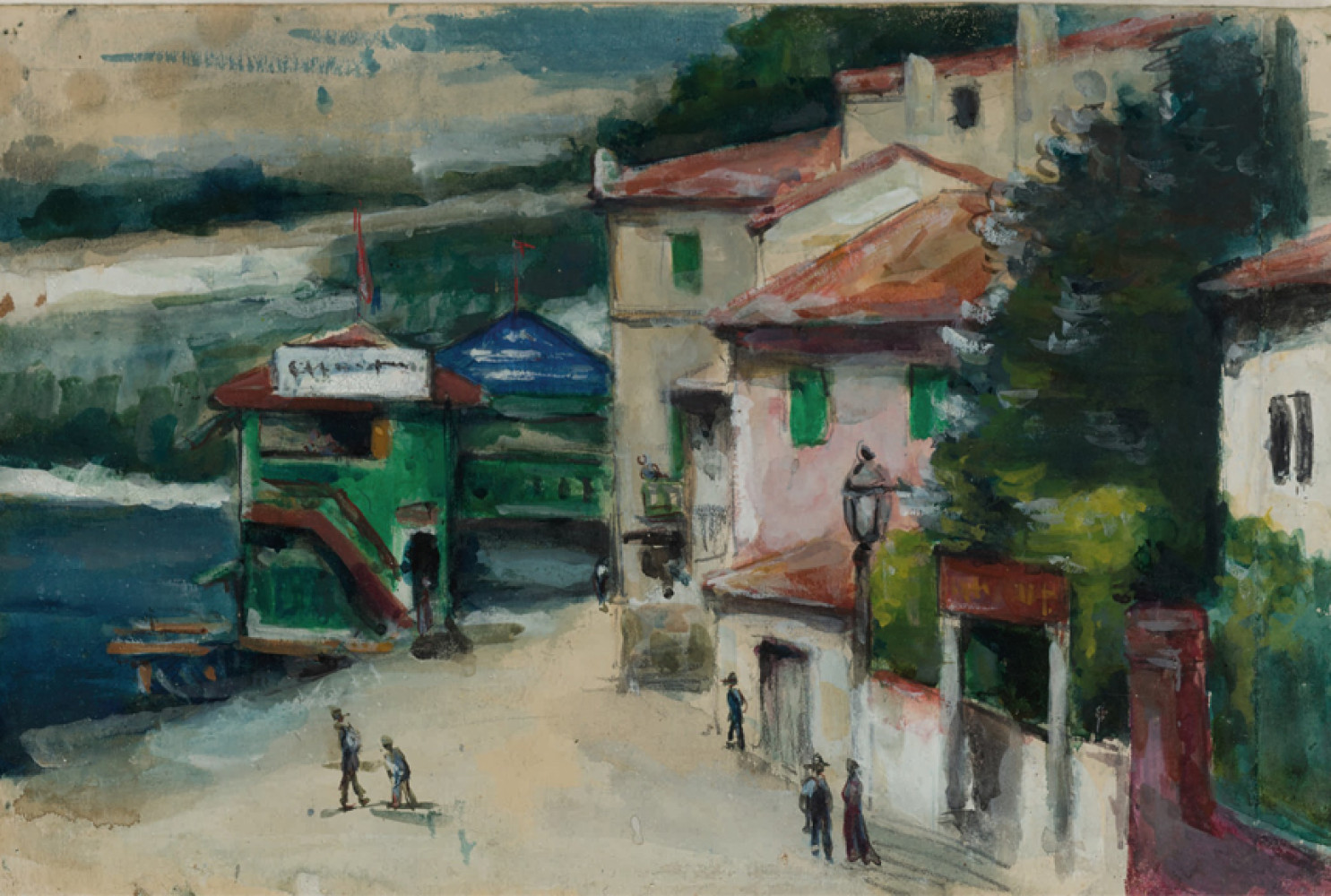 LE RESTAURANT MISTRAL À L'ESTAQUE ,circa 1870, by Paul Cézanne (French, 1839-1906). Gouache, watercolor and pencil on paper, 9 1/8 by 14 inches. Loan courtesy of a private collection.
Private Collection