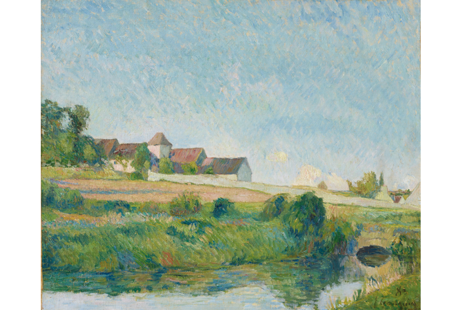 La ferme de la Groue à Osny, 1883, by Paul Gauguin (French, 1840-1903). Oil on canvas,
15 x 18 1/4 inches. Loan courtesy of a private collection.
