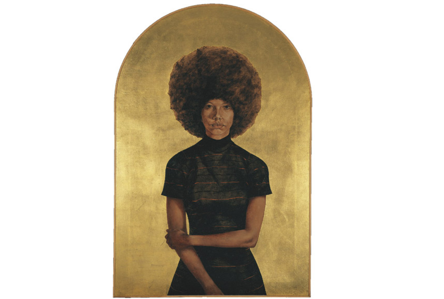 Lawdy Mama, 1969, By Barkley L. Hendricks (American, 1945—2017); Oil and gold leaf on canvas; 53 3/4 x 36 1/4 inches; The Studio Museum in Harlem; ©Estate of Barkley L. Hendricks; Image courtesy of the artist's estate and Jack Shainman Gallery, New York