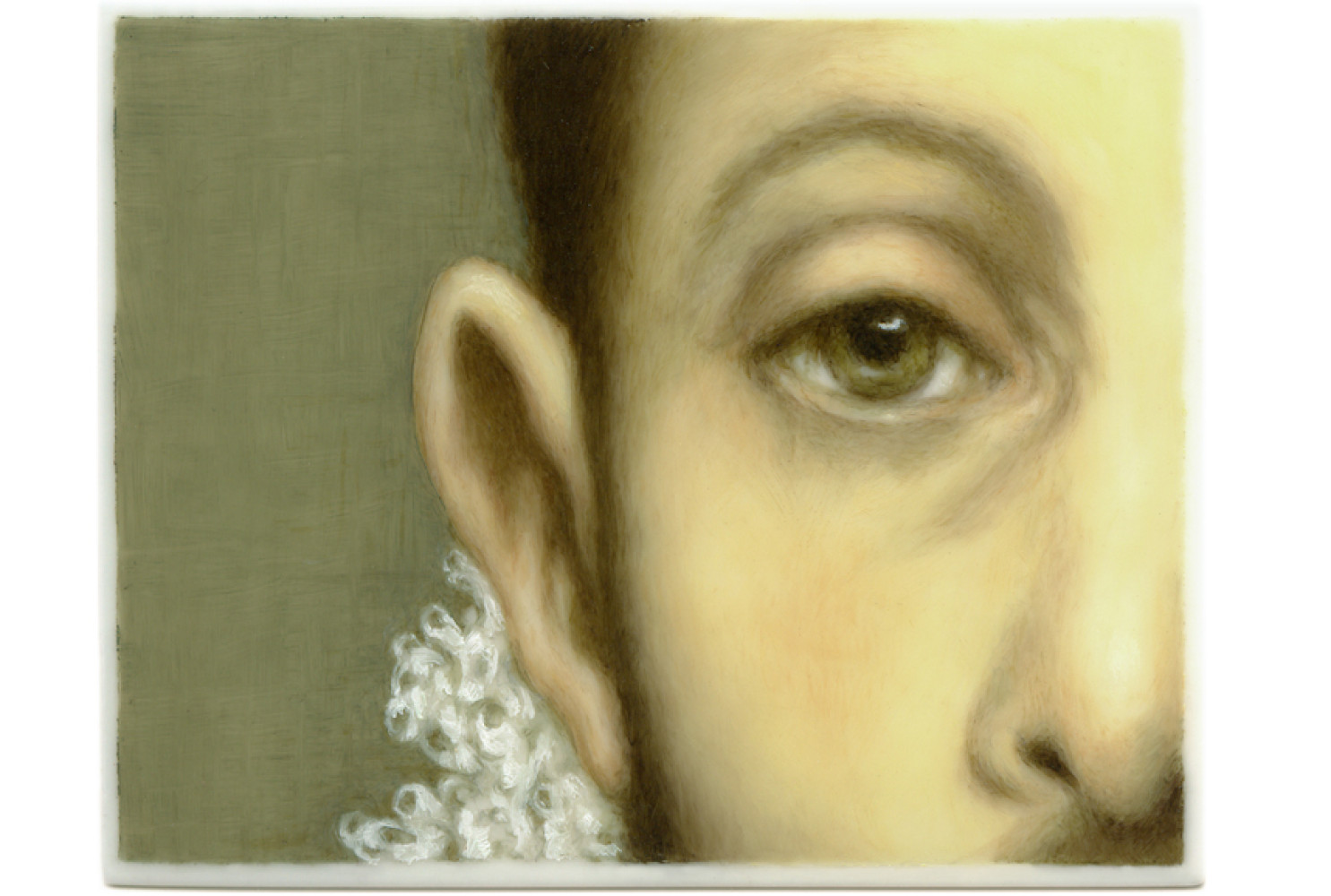 Caballero (after El Greco) from Series II: Gaze of Desire, 2013, By Tabitha Vevers (American, b. 1957); Oil on Ivorine; 2 3/4 x 3 1/2 inches on 9 x 12 inches panel; Collection of the artist, Courtesy of Bookstein Projects
