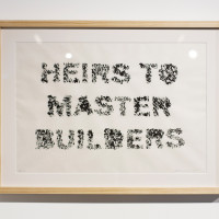 Heirs to Master Builders;
2017; Acrylic on Rice Paper, Haint Blue Wood Frame; 27 x 20''